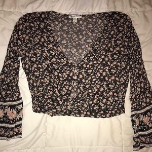 Long sleeve flower pattern blouse